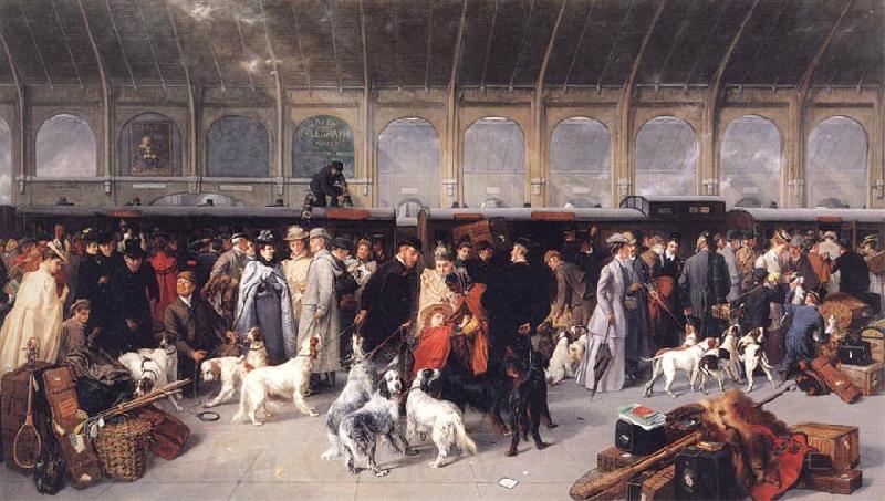 George Earle Going North,King's Cross Station France oil painting art